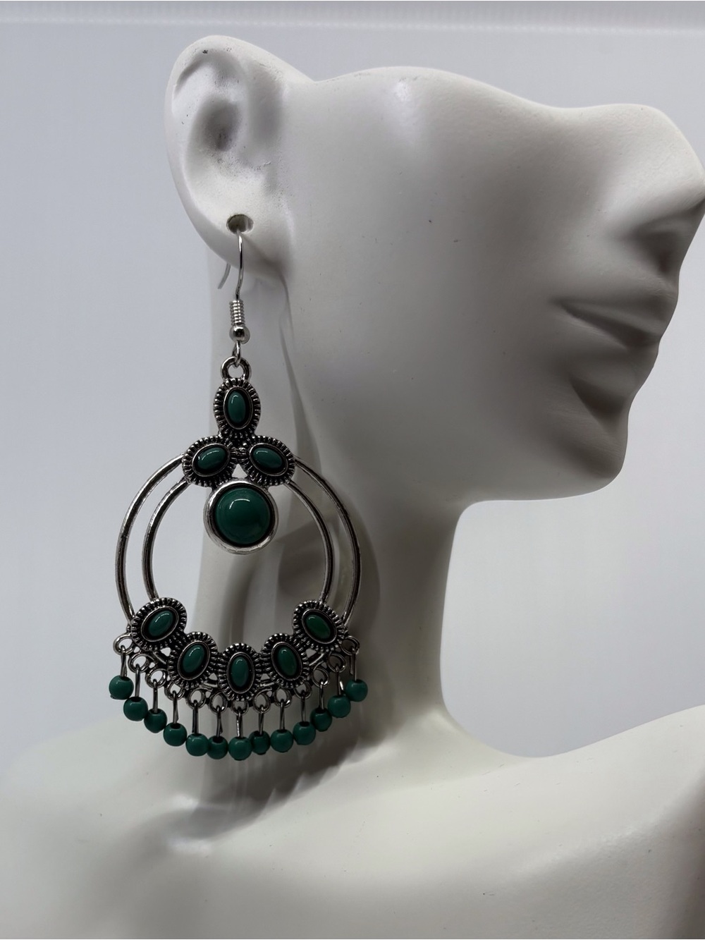 Green Bohemian Dangle Earrings